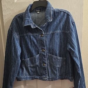 Nasky Indigo Striped Jean Jacket Size L